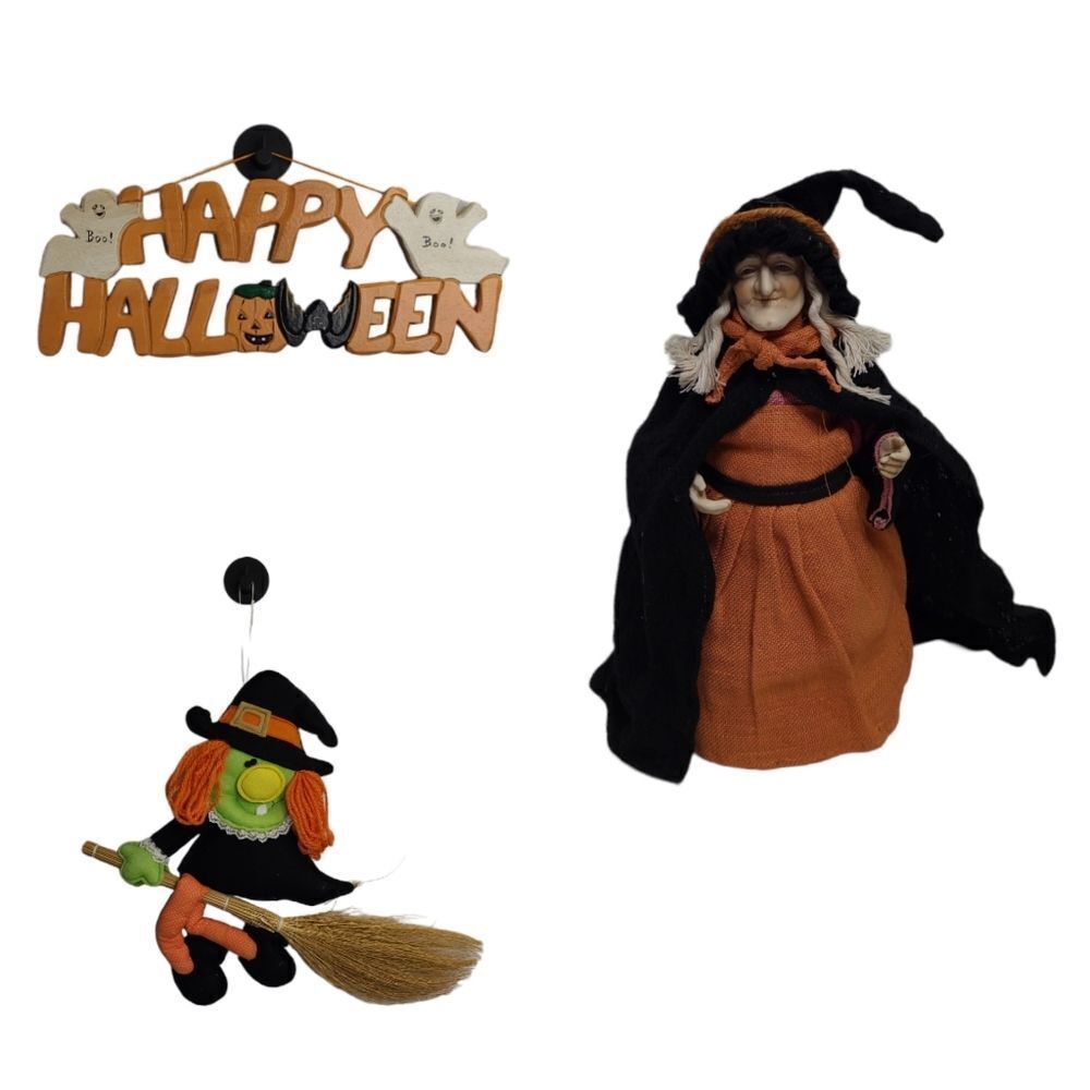 VINTAGE‎ Halloween decoration bundle wood sign witches